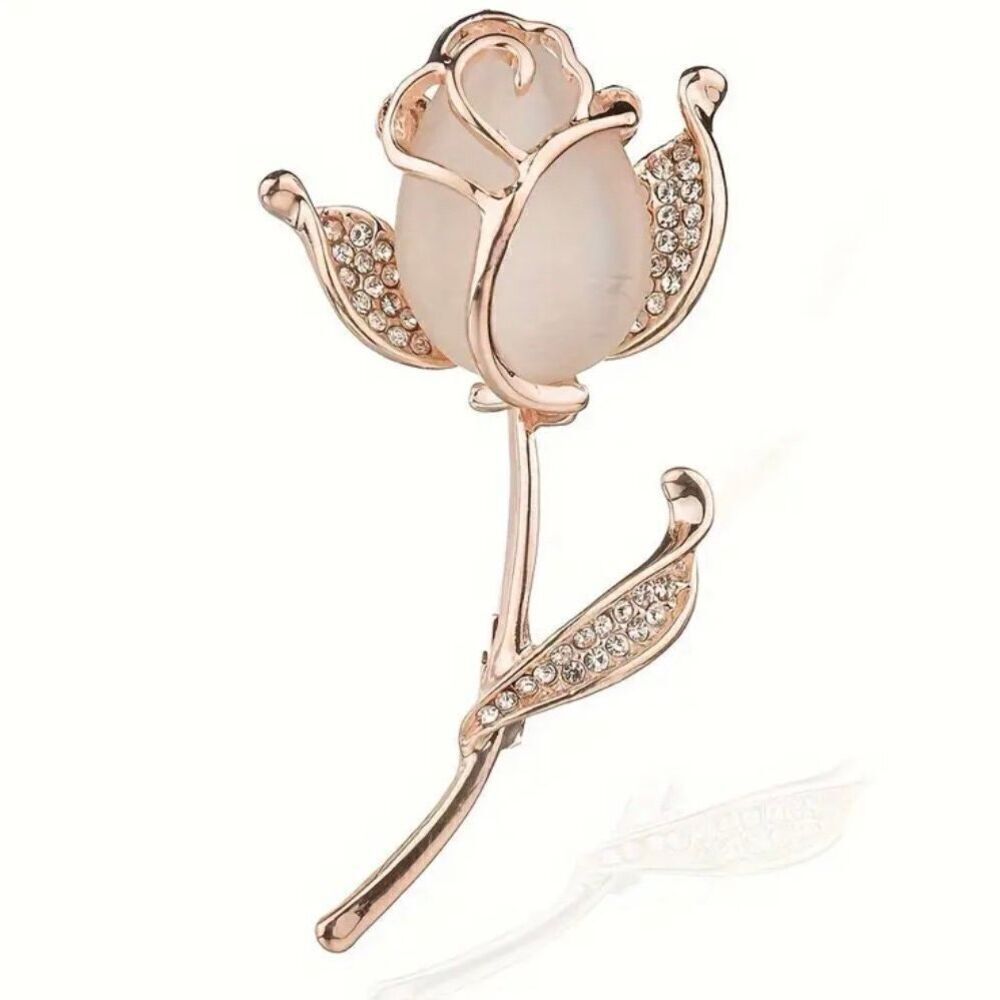 Crystal Rhinestone Rose Brooch Womens Enamel Fashion Floral Pin New
